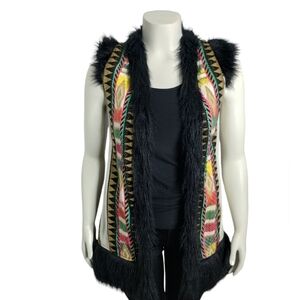 JUDITH MARCH Women's size Medium Western Aztec Penny Lane Faux Fur Cardigan